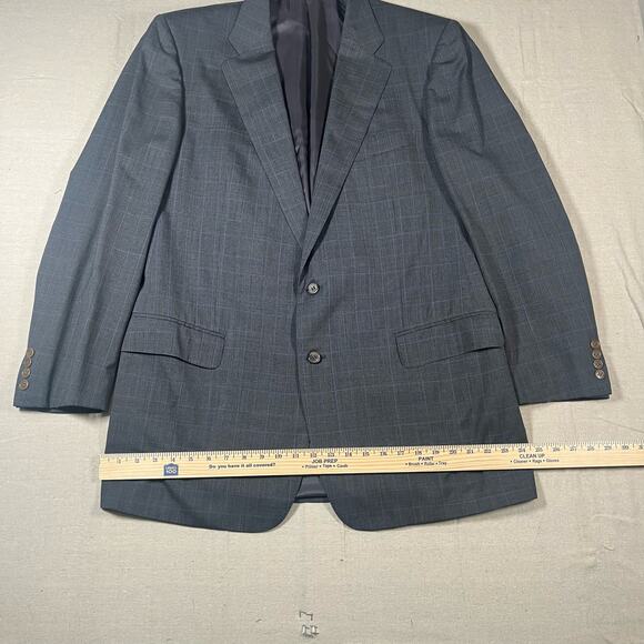 Ermenegildo Zegna Wool Blazer Men's 42R Gray Blue Checkered Super 100’s - Picture 5 of 12